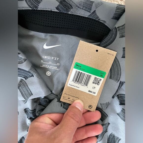 Nike Tour Dri-FIT Golf Polo Black Print Shirt - Picture 3 of 7